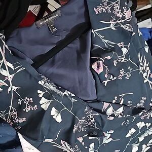 Banana Republic Navy Floral Hi-Low Maxi Dress 6